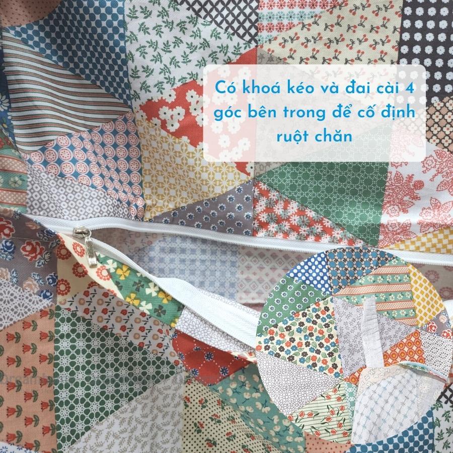 Vỏ chăn COTTON LỤA 2mx2m2 mỏng mùa hè, có khóa kéo lồng ruột mùa đông DREAMHOME