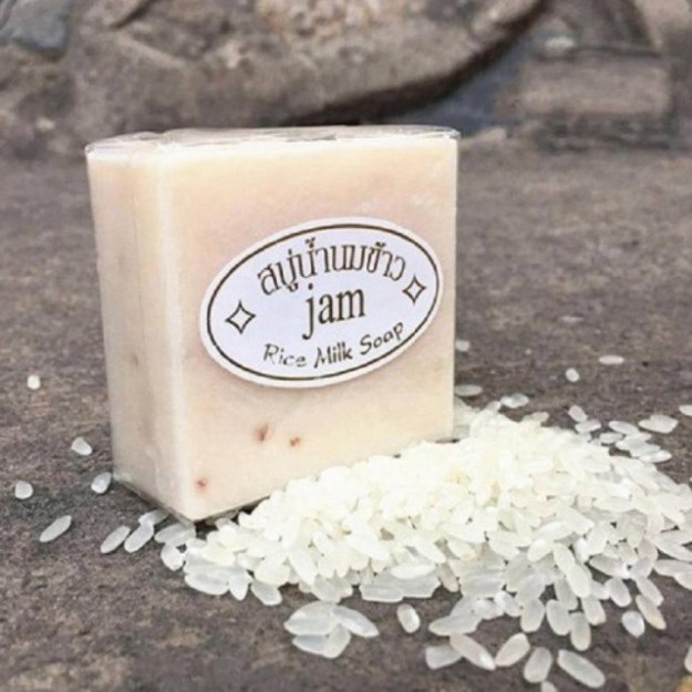 [Hàng nội địa] [ SẠCH BỤI BẨN] Xà Phòng (Bông) Kích Trắng Cám Gạo Vuông Thái Lan Jam Rice Milk Soap