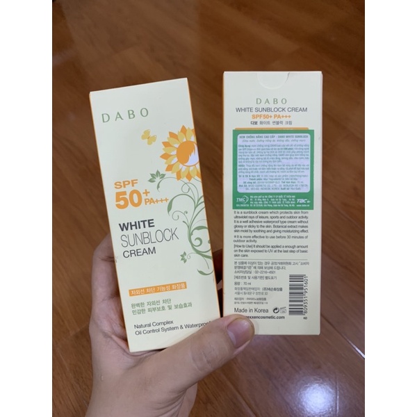 [10.10 SIÊU SALE]KEM CHỐNG NẮNG DABO WHITE SUNBLOCK CREAM SPF50 PA+++ 70ML