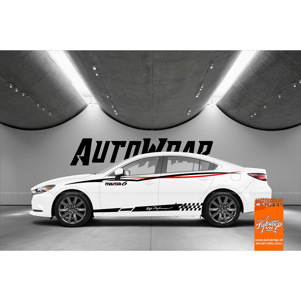 Tem họa tiết xe Mazda 6 High Performance - Tem họa tiết ô tô Mazda, tem dán sườn xe thể thao