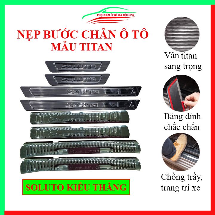 Ốp bậc cửa nẹp bước chân TITAN ô tô Soluto hai kiểu vây cá và thẳng chống trầy bảo vệ xe