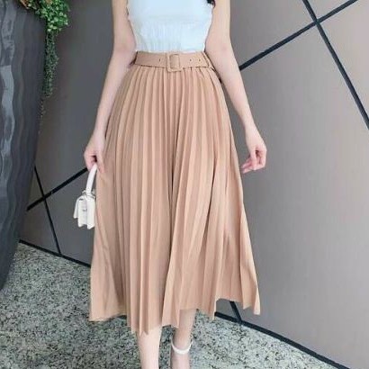 Chân váy nữ chữ a dài xếp ly công sở - Váy dài xếp ly qua gối AMYRA CV008 | BigBuy360 - bigbuy360.vn