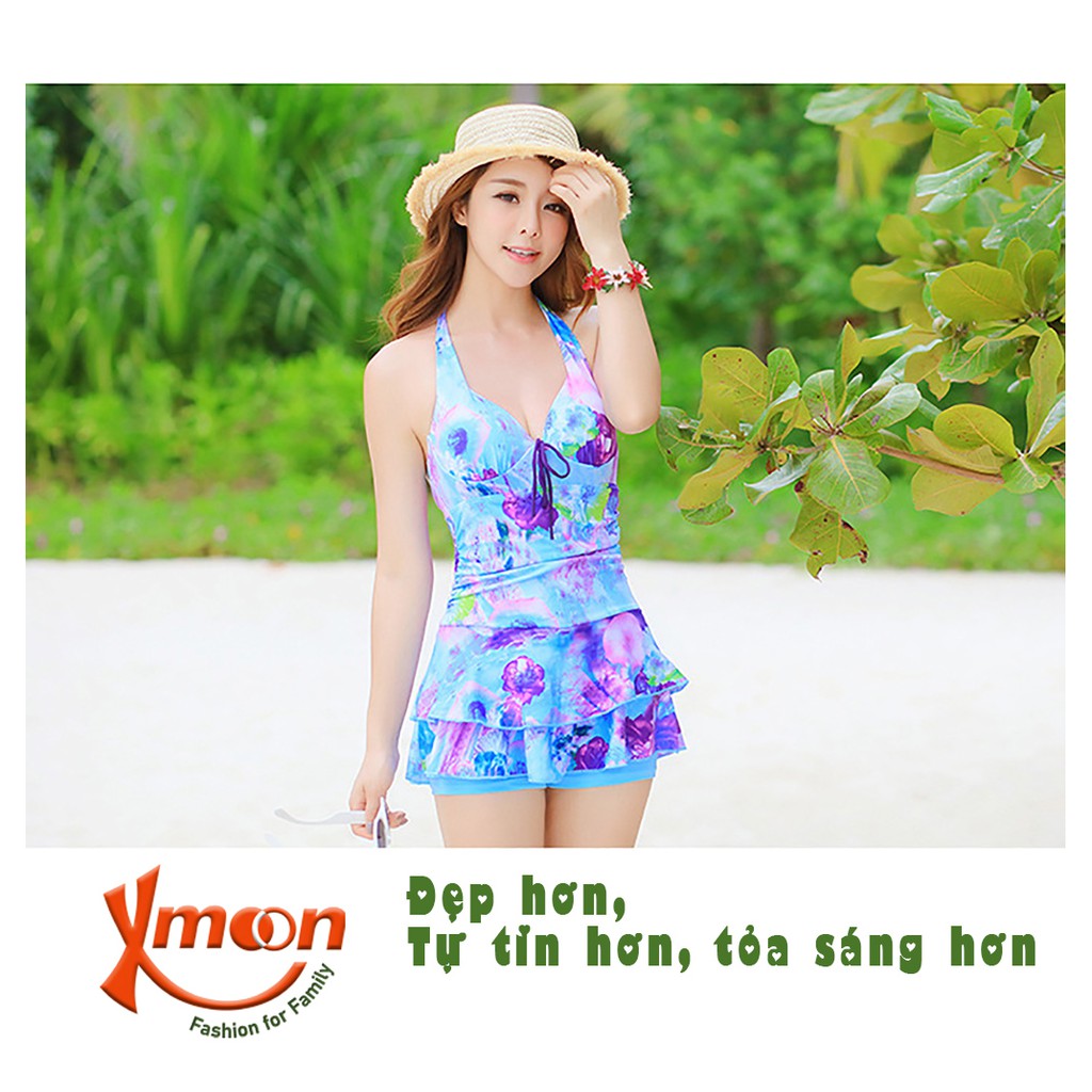 Áo bơi nữ áo tắm nữ liền váy ngắn 2 tầng kèm quần bơi kín đáo gợi cảm MH1613 | BigBuy360 - bigbuy360.vn