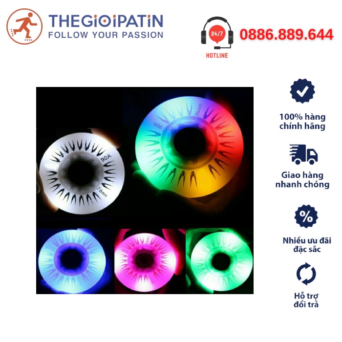 Bánh đèn trượt patin nhiều màu