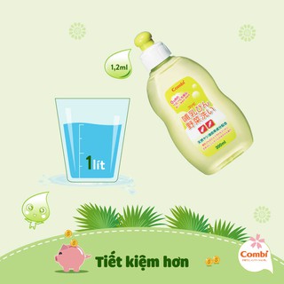 Combo Chai + Túi dung dịch rửa bình sữa và rau quả Combi
