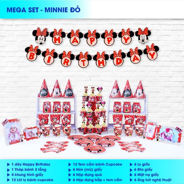 Set giấy mega trang trí sinh nhật chủ đề con chuột