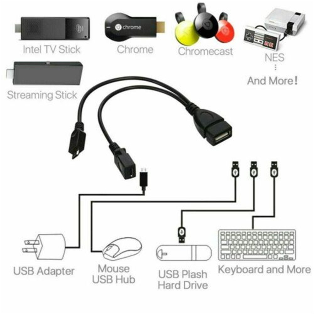 Cáp Chuyển Đổi Otg Micro Usb Chữ Y 20cm 2 Trong 1 Siêu Bền Nhiều Màu Sắc