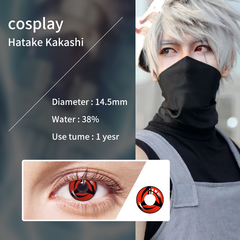 Cặp kính áp tròng JEWELENS hóa trang nhân vật Uchiha Sharingan Itachi Sasuke Kakashi Madara