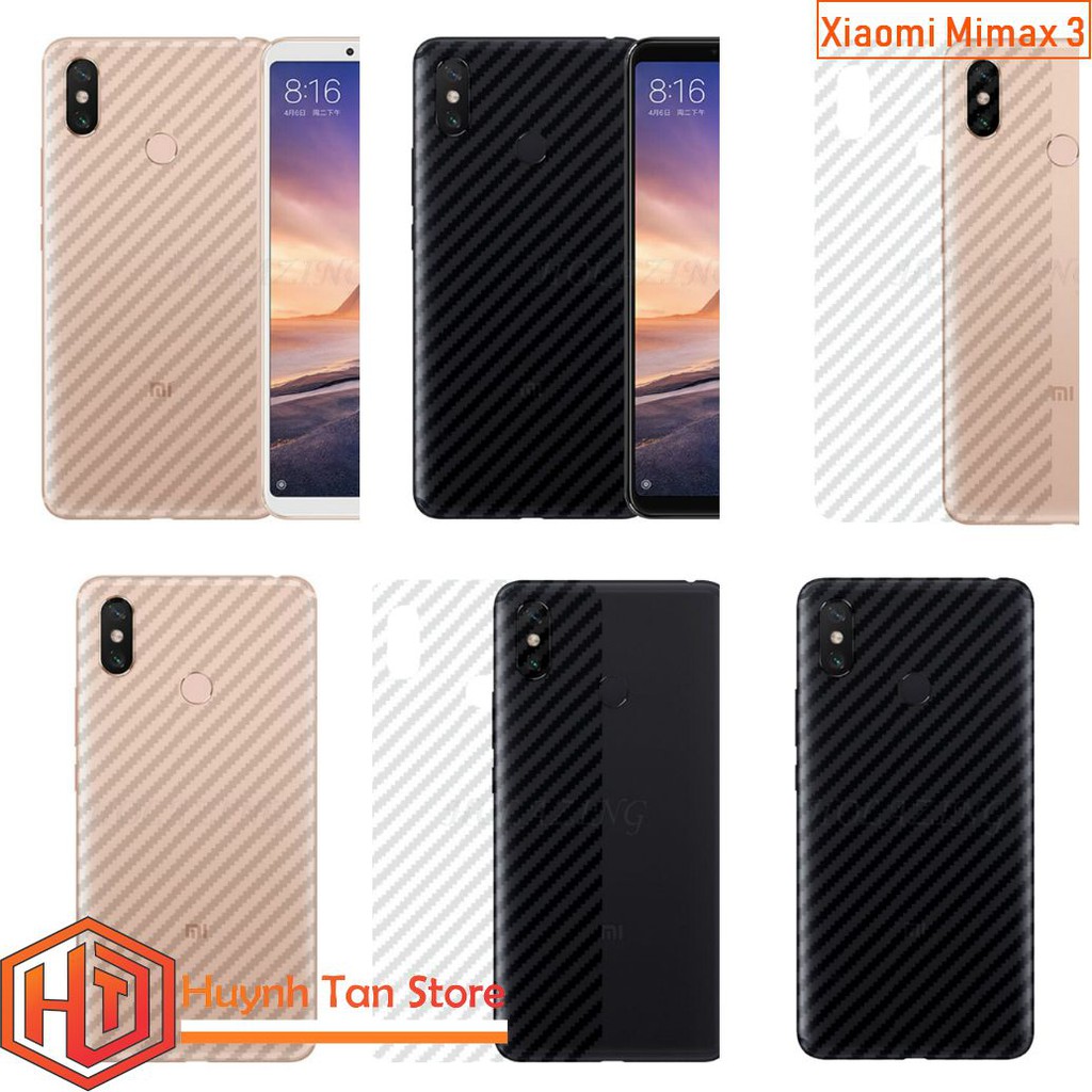 Miếng dán decal carbon mặt sau Xiaomi Mimax 3 chống trày xướt mặt lưng, chống bám vân tay