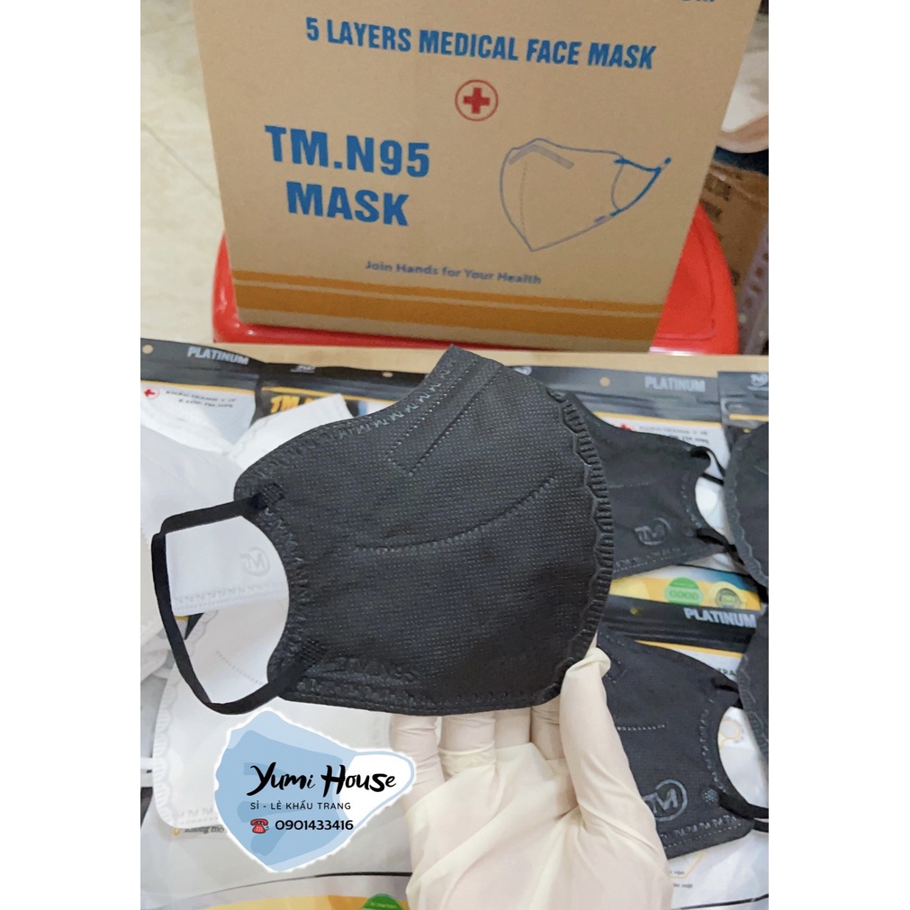 Khẩu trang 6D (N99+) Mask Platinum Người Lớn 5 lớp kháng khuẩn, túi 5 cái