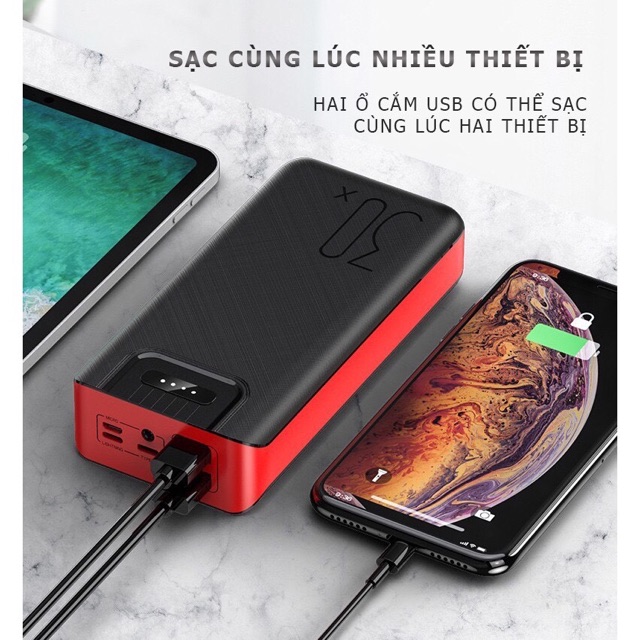 Sạc Dự Phòng - pin Sac Du Phong 10000mah 20000mah 30.000mAh Hỗ Trợ Sạc Nhanh Sạc An Toàn 3 Đầu Vào 2 Đầu Ra