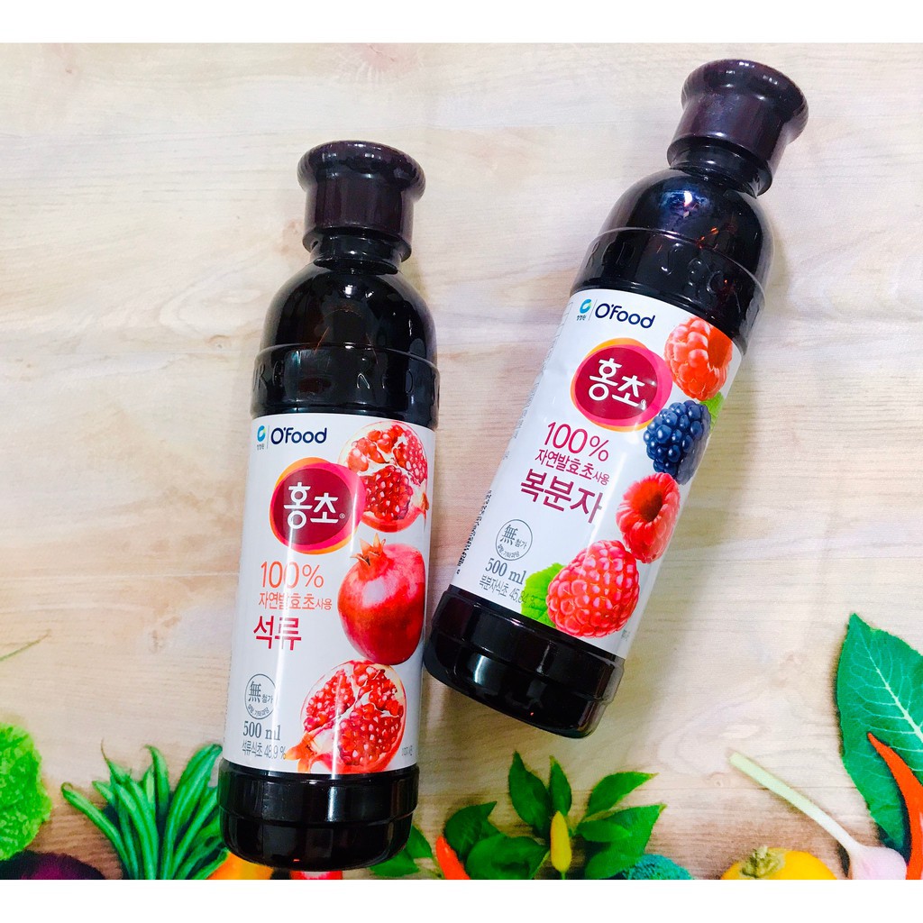 Giấm Lựu Giảm CânNước Mâm Xôi(Phúc Bồn Tử) Ép Lên Men Hongcho Ofood Hàn Quốc Chai 500ml