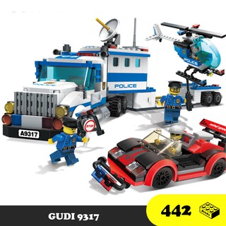 Đồ chơi lắp ráp Xe Cảnh sát bắt trộm - GUDI 9317 Xếp hình thông minh - Mô hình 442 mảnh ghép