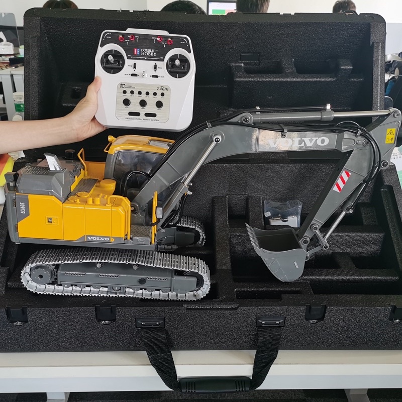 Máy xúc kim loại xi lanh điện E010-003 DoubleE 2.4G 1:14 Mẫu máy xúc được ủy quyền của volvo