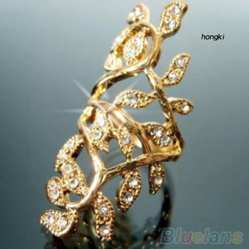 Nhẫn đốt ngón tay hình chiếc lá đính đá thời trang cho nữ