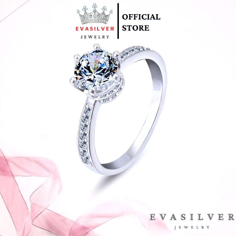 Nhẫn bạc nữ Evasilver cao cấp đính đá thời trang TL01