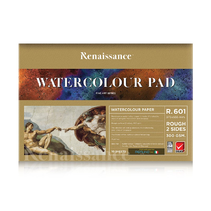 Tập 10 giấy vẽ màu nước acrylic 300Gsm A4/A3 Renaissance Water Color R-605
