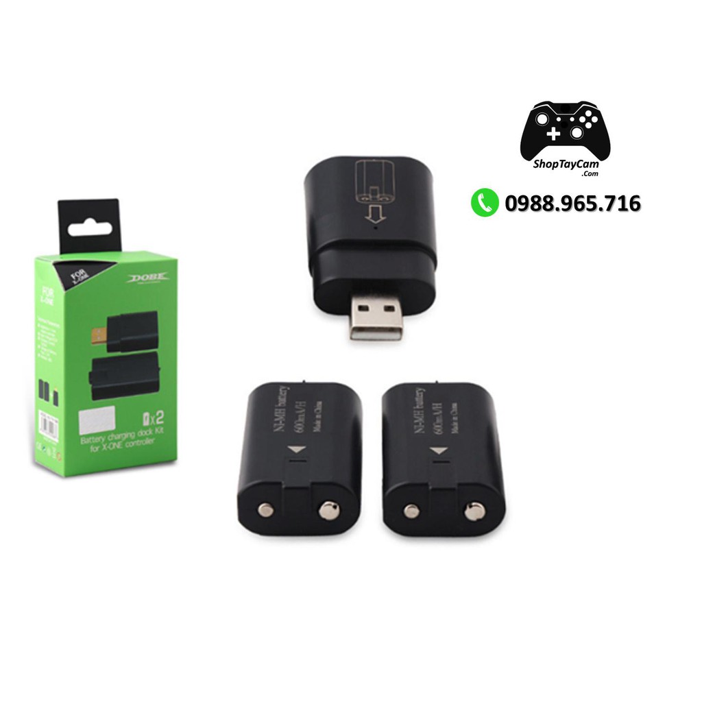 Bộ Pin Sạc 2 Pin Sạc Cho Tay Cầm Xbox One / Xbox One S Controller Hàng Chính Hãng DOBE | TOP BÁN CHẠY