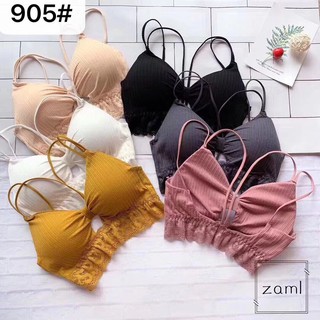 Áo bra thắt nơ gân tăm phối ren ❣️ freeship ❣️ áo bra cotton 2 dây a9905