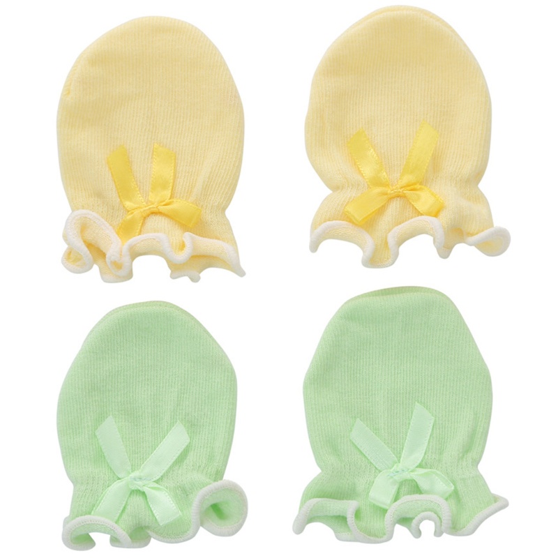 Găng Tay Bảo Vệ Chống Trầy Mặt Màu Trơn Dành Cho Bé Sơ Sinh