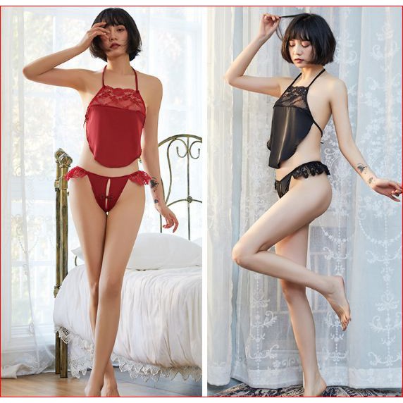 Set đầm ngủ ren sexy + quần lọt khe + áo choàng gợi cảm | BigBuy360 - bigbuy360.vn