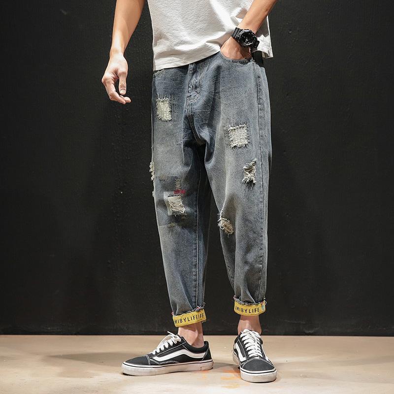 Quần Jeans Dài Rách Gối Thời Trang Dành Cho Nam Size Lớn