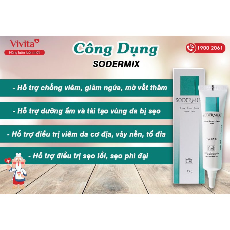 [CHÍNH HÃNG ] Sodermix Cream 15g - Dùng cho sẹo lồi, sẹo phì đại, chàm Sodemix{mua 3 tặng 1}