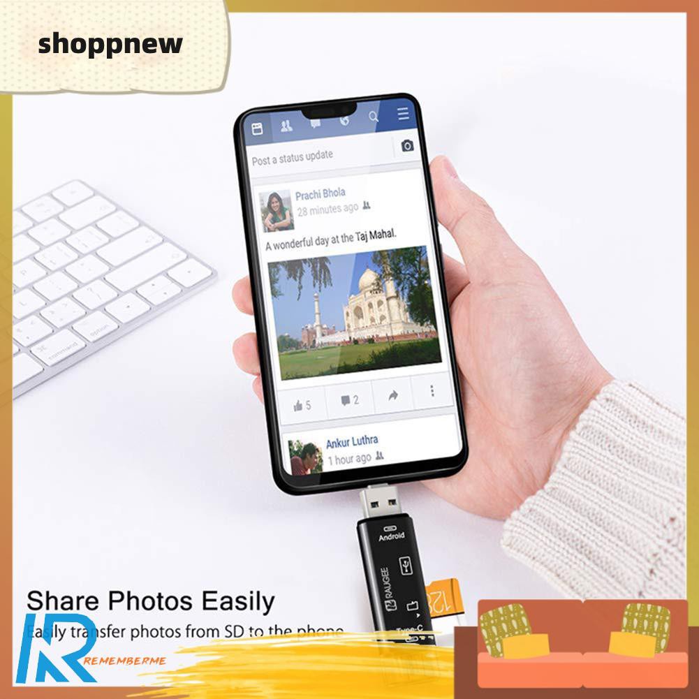 Đầu Đọc Thẻ Nhớ 5 Trong 1 Type-C Micro Usb Otg Cho Điện Thoại Laptop | BigBuy360 - bigbuy360.vn