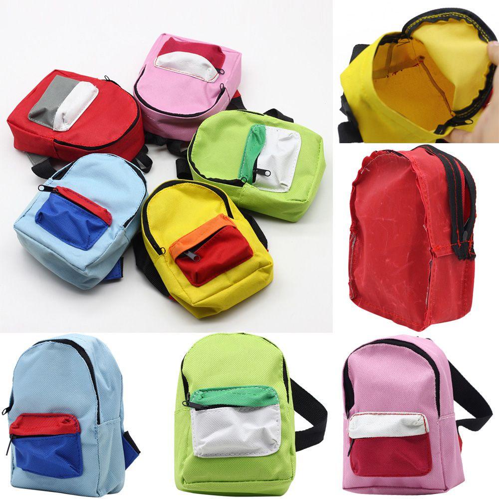 RAINBOW Cute Gifts Mini Schoolbag Playing House Toys Accessories Doll Backpack Fashion Double Straps Fits 18 Inch/43CM Variety Colors Bag With Zippered/Multicolor