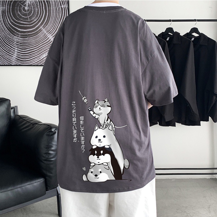 Áo thun Unisex Phong Shop MÈO DEEM phông tay lỡ nam nữ form rộng Oversize 3 màu