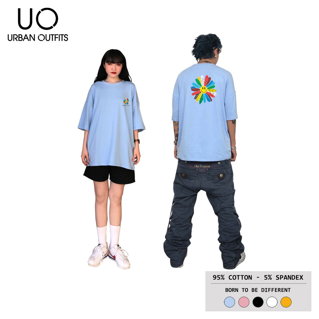 Áo Thun Tay Lỡ Nữ Nam Form Rộng URBAN OUTFITS In Hoa Cúc Màu ATO05 Cotton 4 Chiều Local Brand