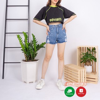 Quần Short Jean Nữ Mẫu Rách Bụi Tua Lai Bigsize