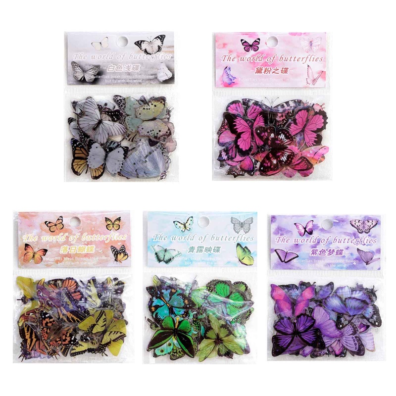 Set 40 Miếng Dán Hình Bướm Sống Động Dùng Trang Trí Thủ Công DIY