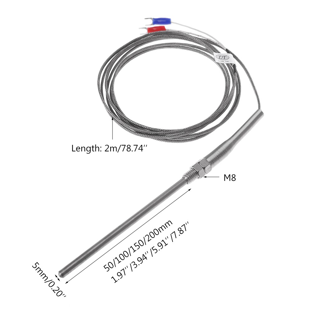 Dây dò cảm biển nhiệt 2m M8 50mm/100mm/200mm