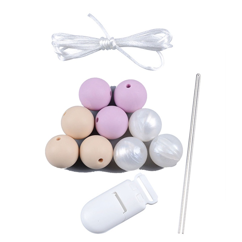 Bộ Dụng Cụ Xỏ Hạt Bằng Nhựa + Silicon Màu Trắng Dùng Làm Núm Vú Giả DIY Cho Bé Sơ Sinh