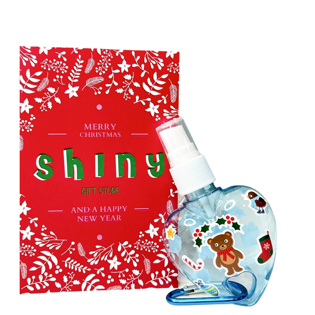 Bình xịt trái tim 50ml kèm sticker noel và móc treo tiện dụng