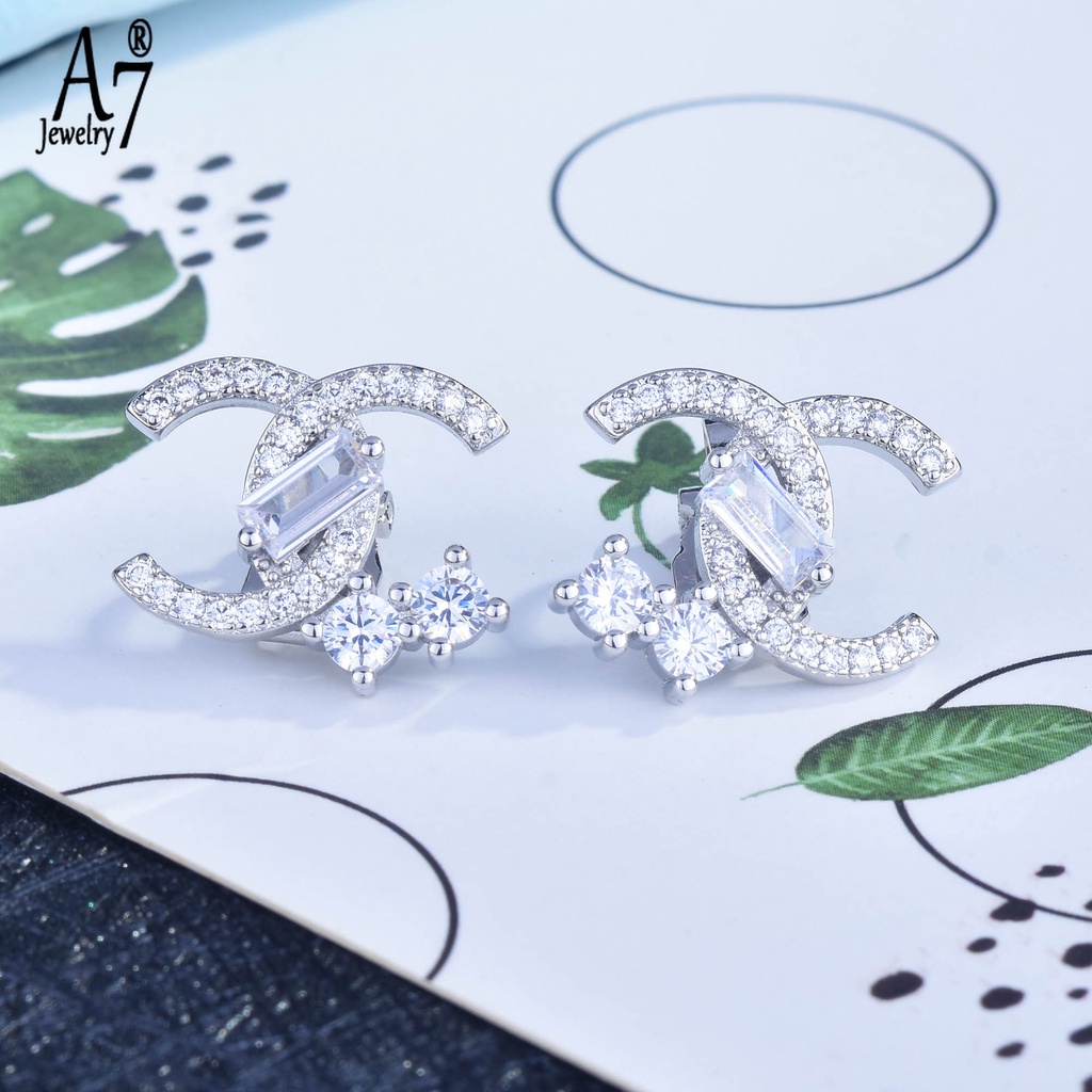 Bông tai bạc 925 hình chữ cái kiểu dáng thời trang