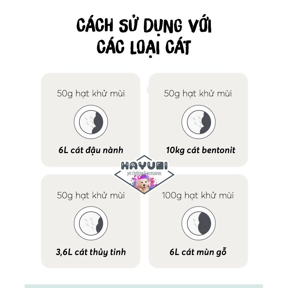 HẠT KHỬ MÙI CÁT MÈOTHAN HOẠT TÍNH ION BẠC 250ml - HAYUMI