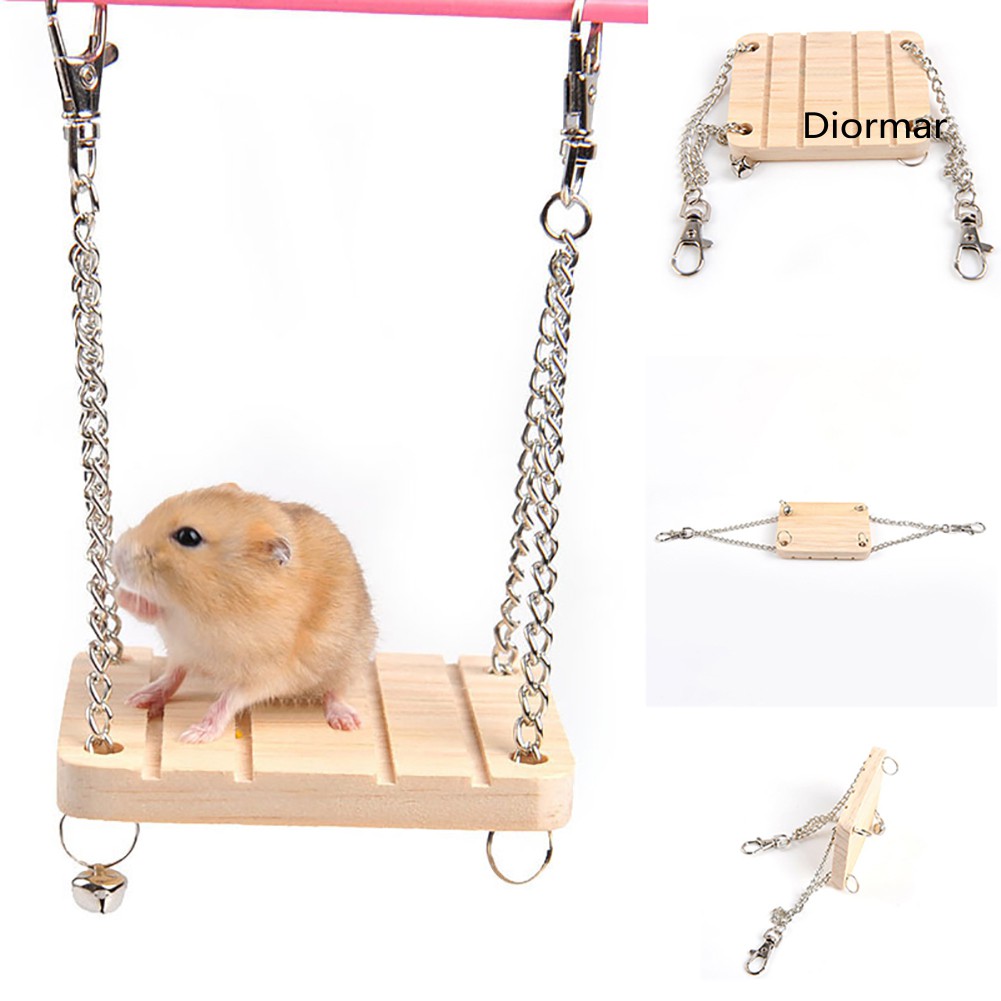 Xích Đu Gỗ Có Chuông Treo Lồng Chim Vẹt / Hamster