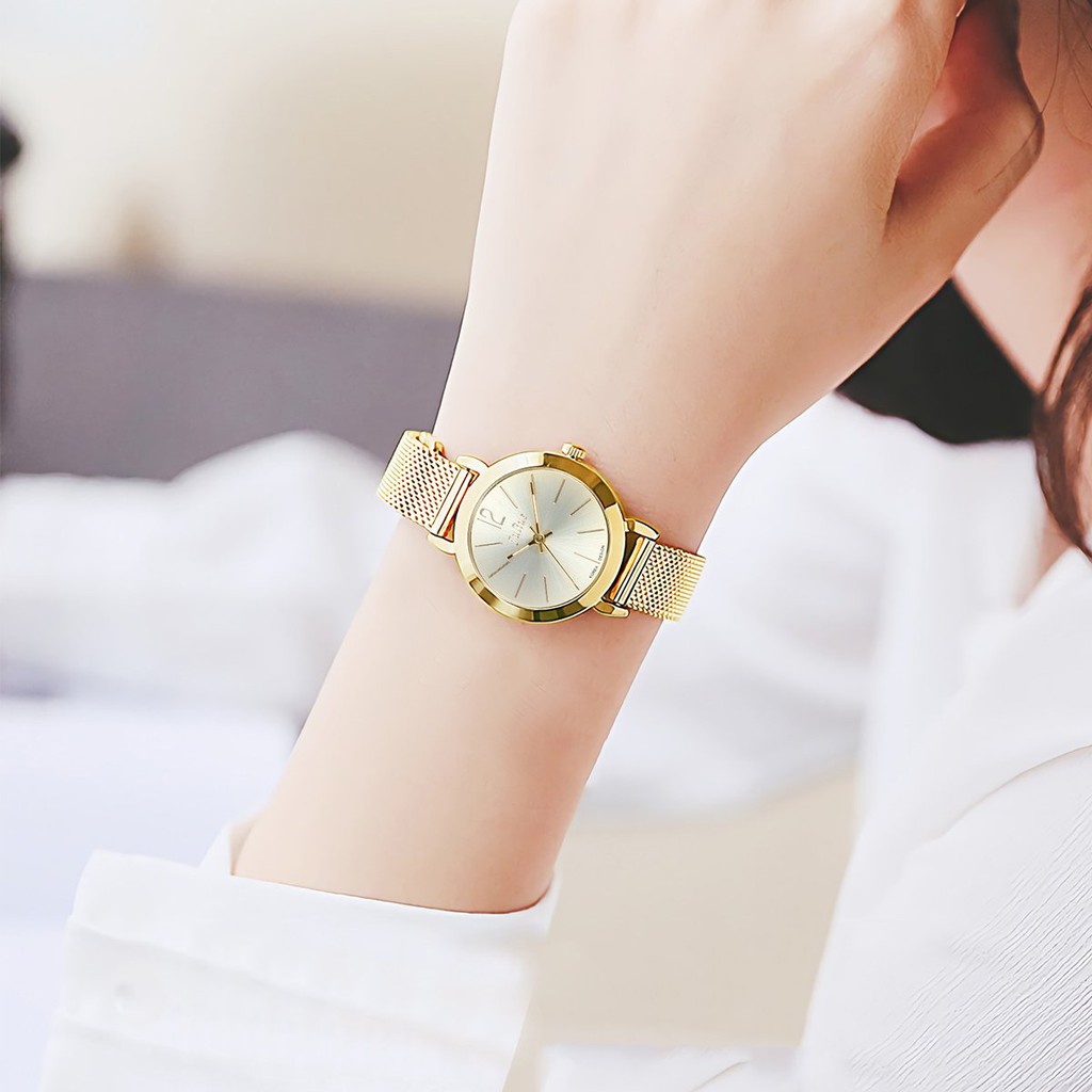 Đồng hồ nữ Julius Hàn Quốc JA-732D dây thép (Vàng)