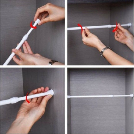 Thanh treo rèm không cần khoan tường trắng đục nhiều kích thước INOX đa năng cao cấp