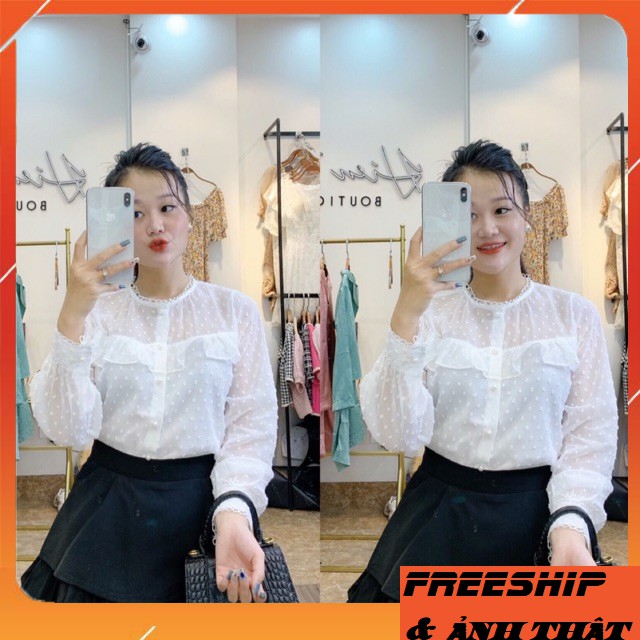 Áo Ren Tiểu Thư vintage Mẫu Mới Hàng 2 Lớp Ren Quảng Châu