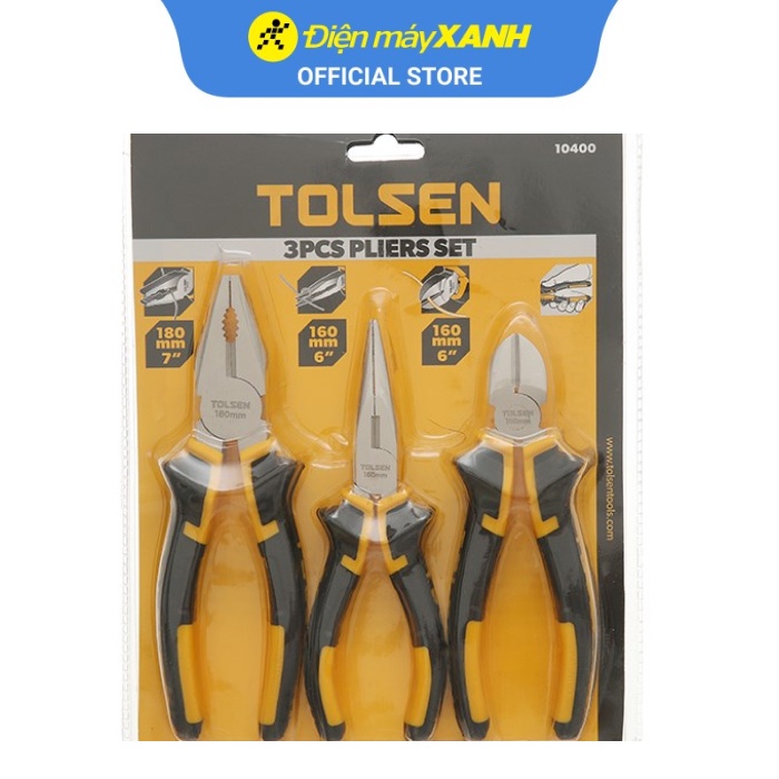 Bộ 3 kìm răng - cắt - nhọn Tolsen 10400