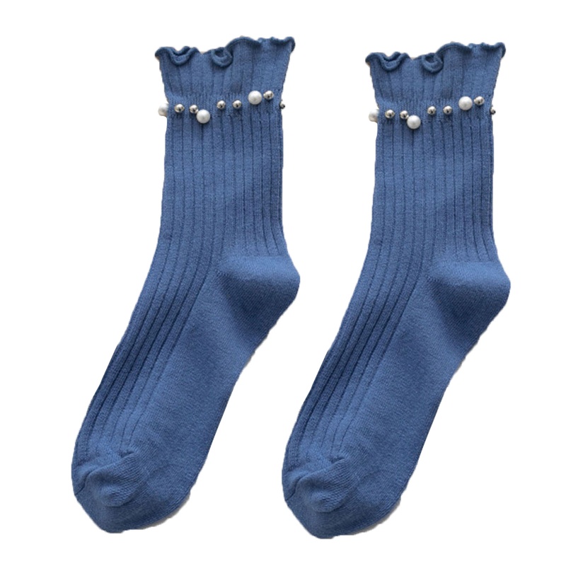 Xiangbao Vớ Cotton Cổ Thuyền Có Gân Đính Ngọc Trai Giả Ngọt Ngào Phong Cách Nhật Bản Cho Nữ