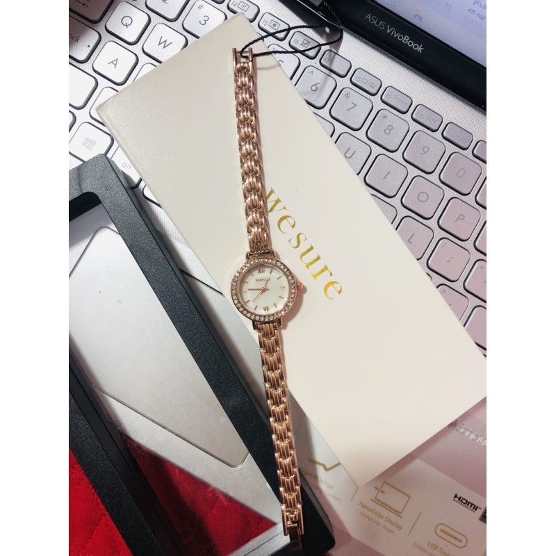 [Full box ] Đồng hồ nữ dây kim loại We.sure mặt tròn nhỏ case 26