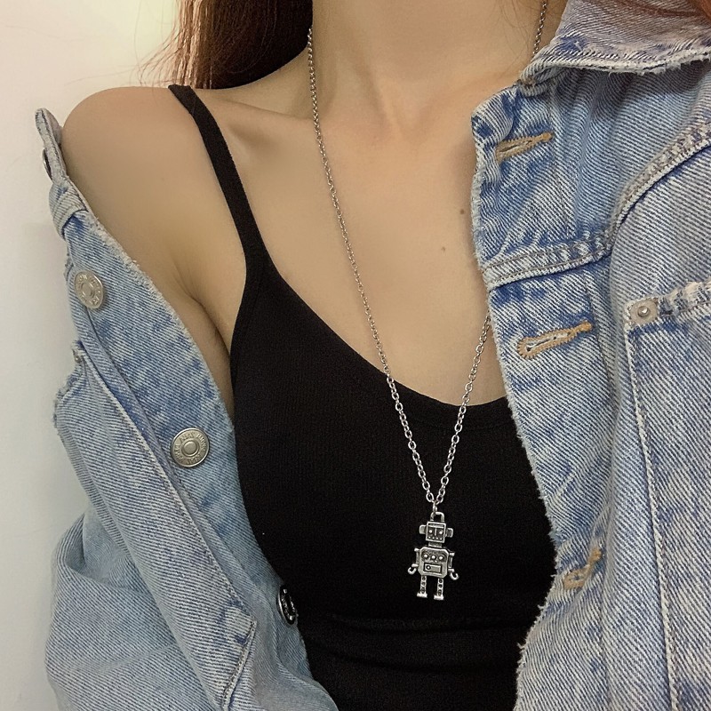 vòng cổ Mặt Robot Unisex Phong Cách Hip Hop