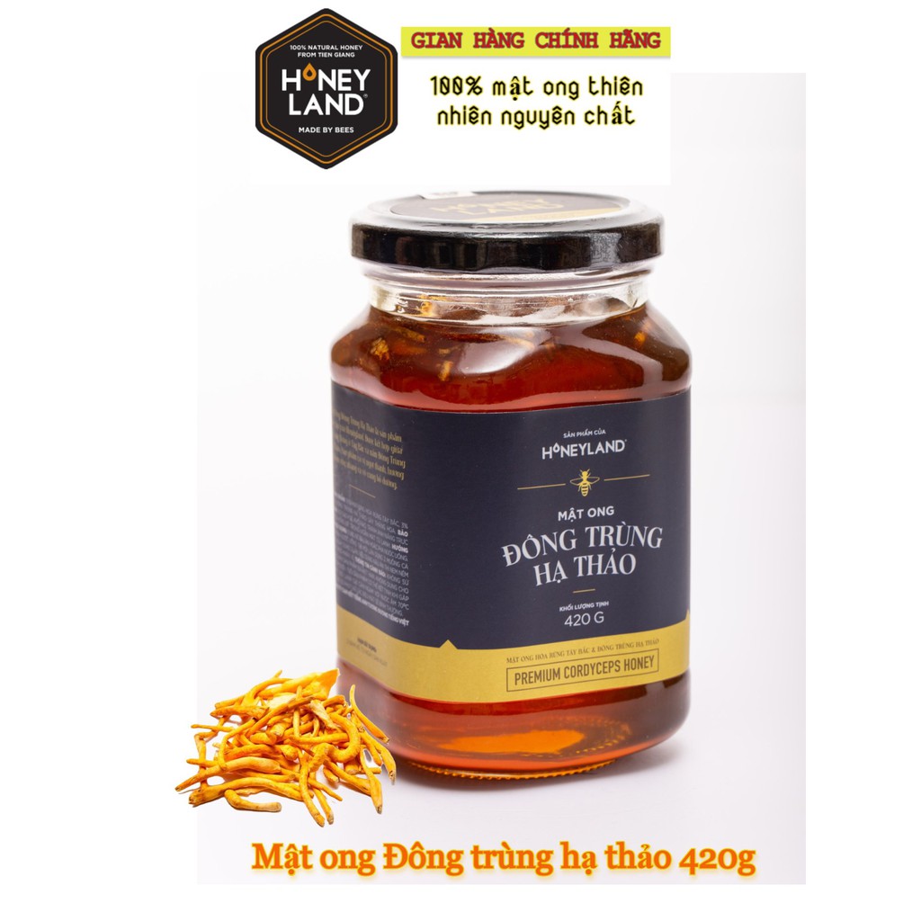 Mật ong Đông Trùng Hạ Thảo  HONEYLAND 420g mật ong thiên nhiên nguyên chất