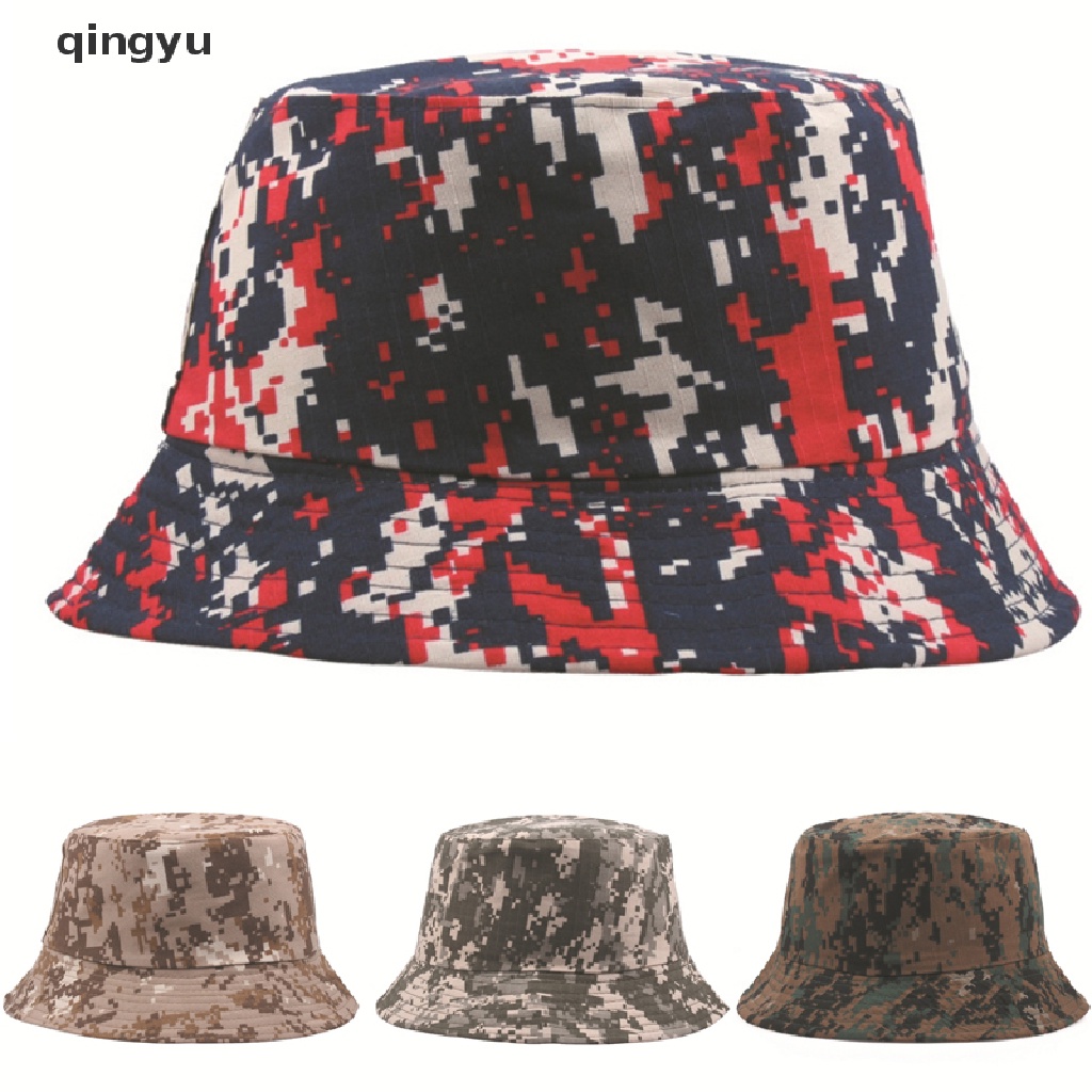 qingyu Camouflage Men Women Fisherman Bucket Hat Caps Summer Beach Fishing Hat PLI