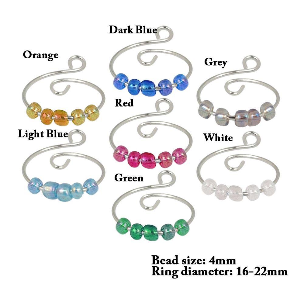 ME Fashion Anxiety Ring Girl Women Beaded Jewelry Fidget Beads Rings Accessories Single Coil Adjustable Anti Stress Creativity Rotate Freely/Multicolor