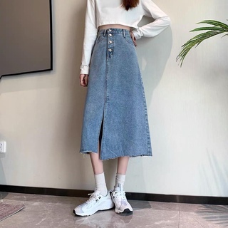 Chân Váy Jeans Vạt Lệch Lưng Cao Phong Cách Ulzzang hàng QC